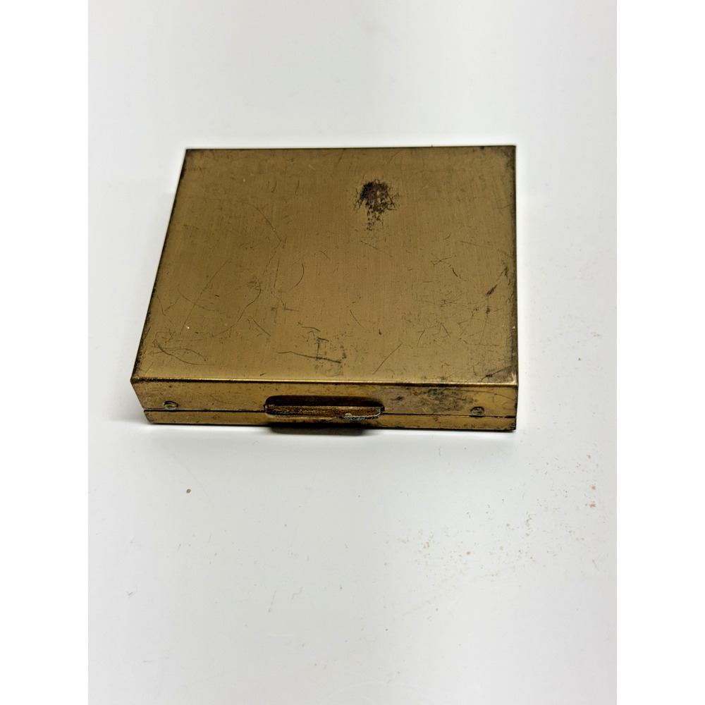 Vintage Compact Mirror Powder Case Gold-Tone Rectangle Art Deco‎ 3"